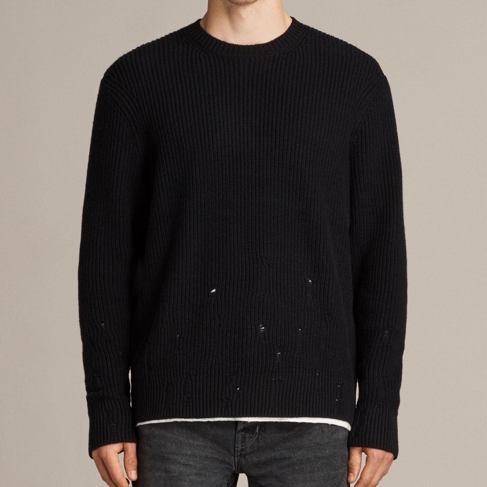 All Saints Distressed Ivann Crew Sweater